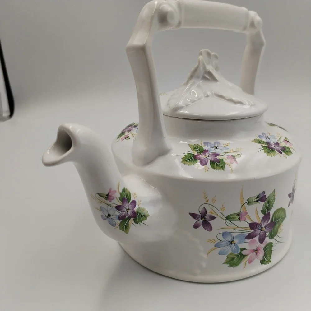 Arthur Wood England Violets Teapot‎ Floral Ceramic Tea Pot Vintage 6344 2-Cup